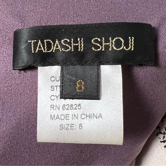 Tadashi Shoji Sz 6-8 Cocktail Dress Formal Pleated Midi Stretch Rose Purple - Picture 7 of 12